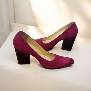MIU MIU vintage suede wood block heels - EU 37.5 / 7 US